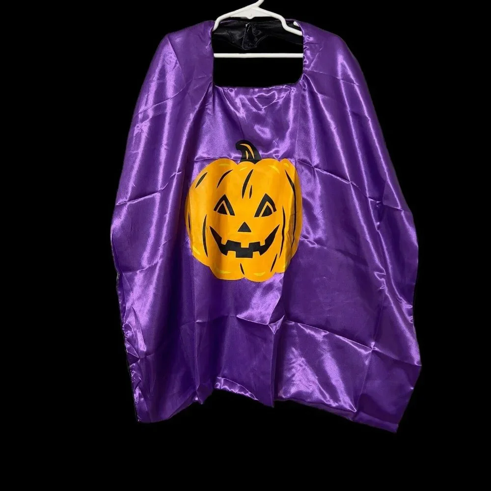 Silky Purple Black Halloween‎ Orange Pumpkin Child’s Cape Costume 28”x28”